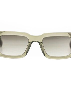 Rectangular Transparent Olive Frame Sunglasses with Gradient Lenses